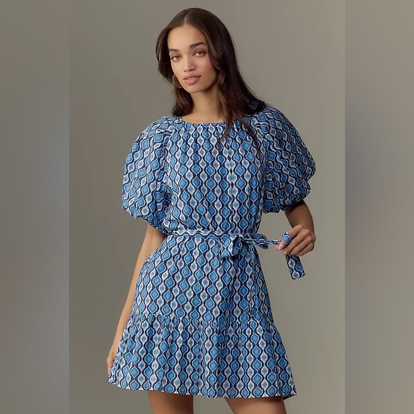 Velvet by Graham & Spencer Dresses & Skirts - Blue Puffer Sleeve Mini Dress